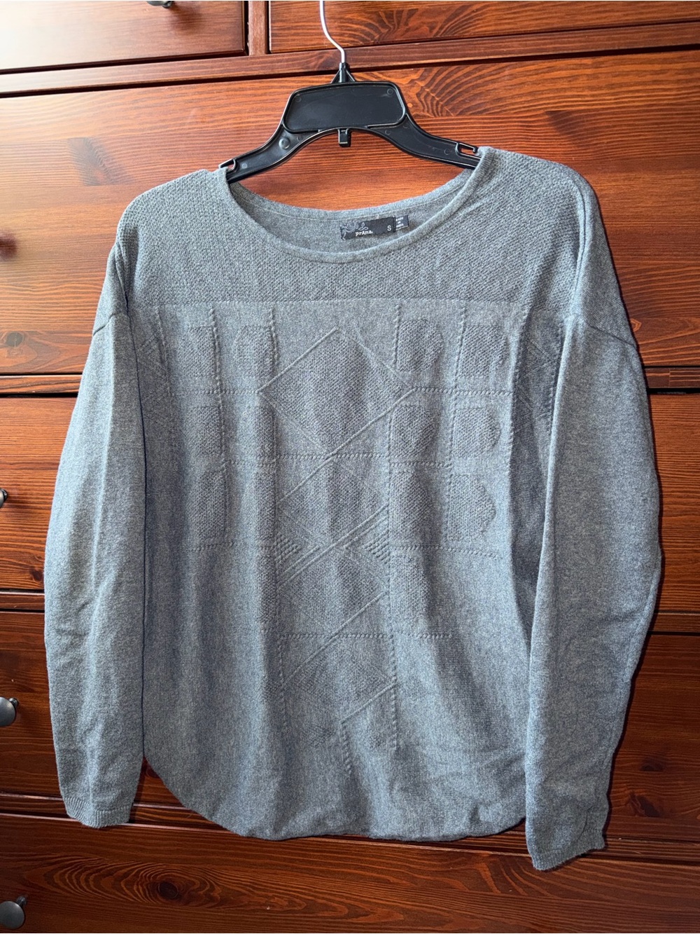 prAna Stacia Geometric Textured Crewneck Lightweight Organic Cotton Sweater